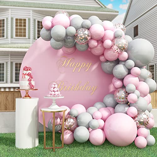 Lazybeee Pink Balloon Garland Arch Kit | 95 Pcs Grey Pink Confetti Latex Balloons for Wedding Birthday Graduation Anniversary Bachelorette Party Background Decorations - Image 1