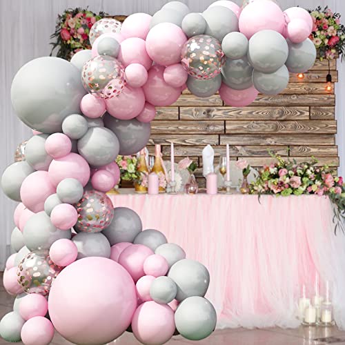 Lazybeee Pink Balloon Garland Arch Kit | 95 Pcs Grey Pink Confetti Latex Balloons for Wedding Birthday Graduation Anniversary Bachelorette Party Background Decorations - Image 4