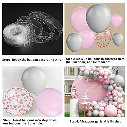 Lazybeee Pink Balloon Garland Arch Kit | 95 Pcs Grey Pink Confetti Latex Balloons for Wedding Birthday Graduation Anniversary Bachelorette Party Background Decorations - Image 3