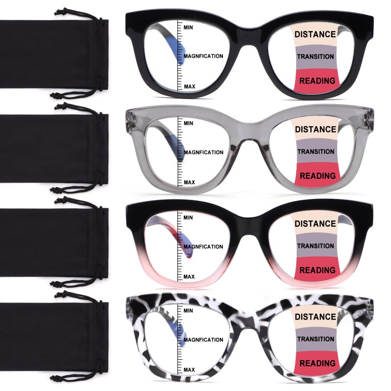 CHOFILORD Progressive Multifocus Reading Glasses for Women Men Blue Light Blocking Computer No Line Multifocal Readers A5 Multicolor 125 Diopters