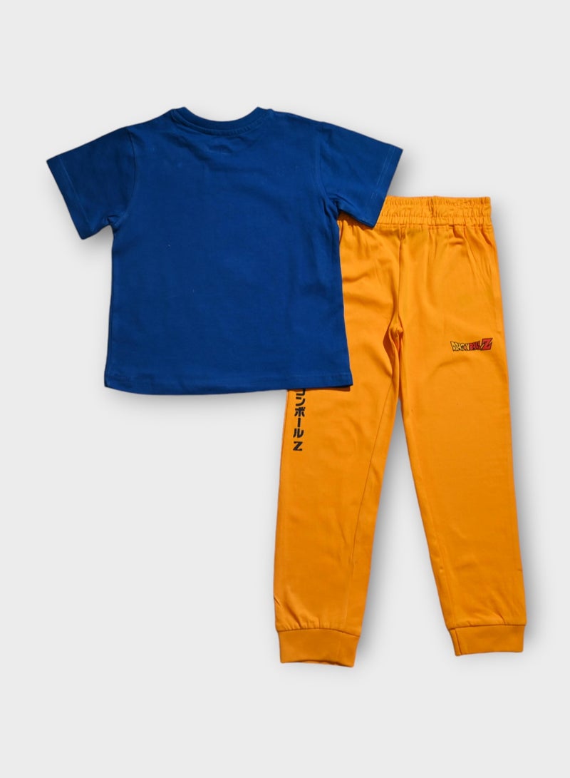 دراجون بول زد طقم تي شيرت Dragon Ball Z للأولاد باللون الأزرق مع رسومات Goku، بيجامة صفراء - Image 3