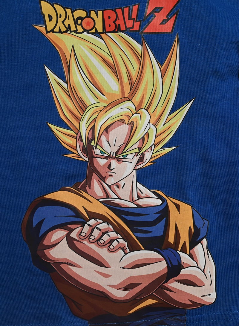 دراجون بول زد طقم تي شيرت Dragon Ball Z للأولاد باللون الأزرق مع رسومات Goku، بيجامة صفراء - Image 4