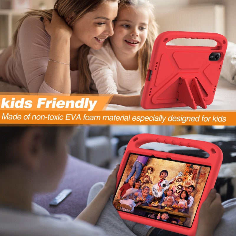 erorex For Xiaomi Redmi Pad 2 Handle EVA Shockproof Tablet Case with Holder(Red) - Image 5