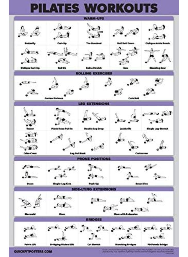 Palace Learning 3 Pack: Bodyweight Workout Posters Volume 1 & 2 + Pilates Exercise Poster Set - Set of 3 Workout Charts (Laminated, 18" x 27") - Image 1