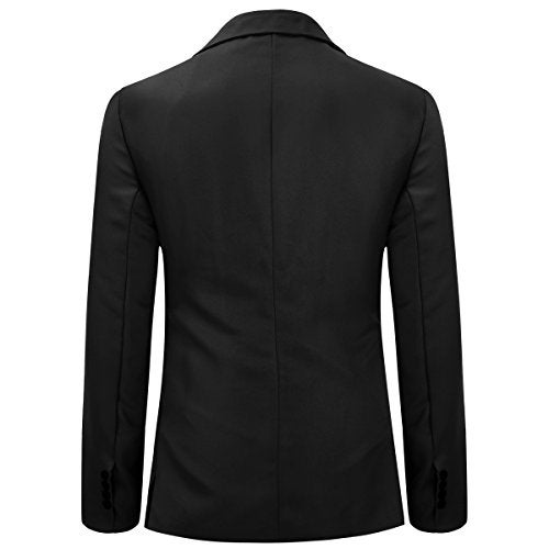 YUNCLOS Men's Slim Fit Casual 1 Button Notched Lapel Blazer Jacket (Black, M) - Image 2