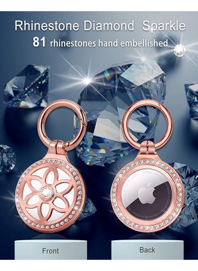 Airtag Holder, Metal Badge Rhinestone Airtag Keychain, Diamonds Shine Air Tag Holder Keychain for Apple Airtag - Image 2