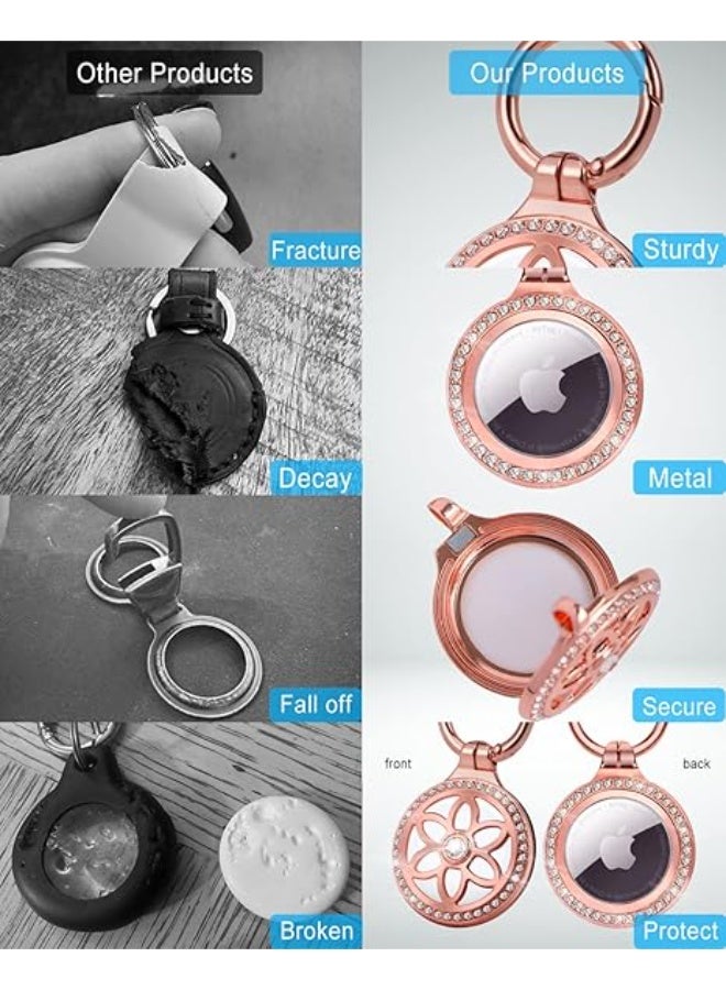 Airtag Holder, Metal Badge Rhinestone Airtag Keychain, Diamonds Shine Air Tag Holder Keychain for Apple Airtag - Image 4