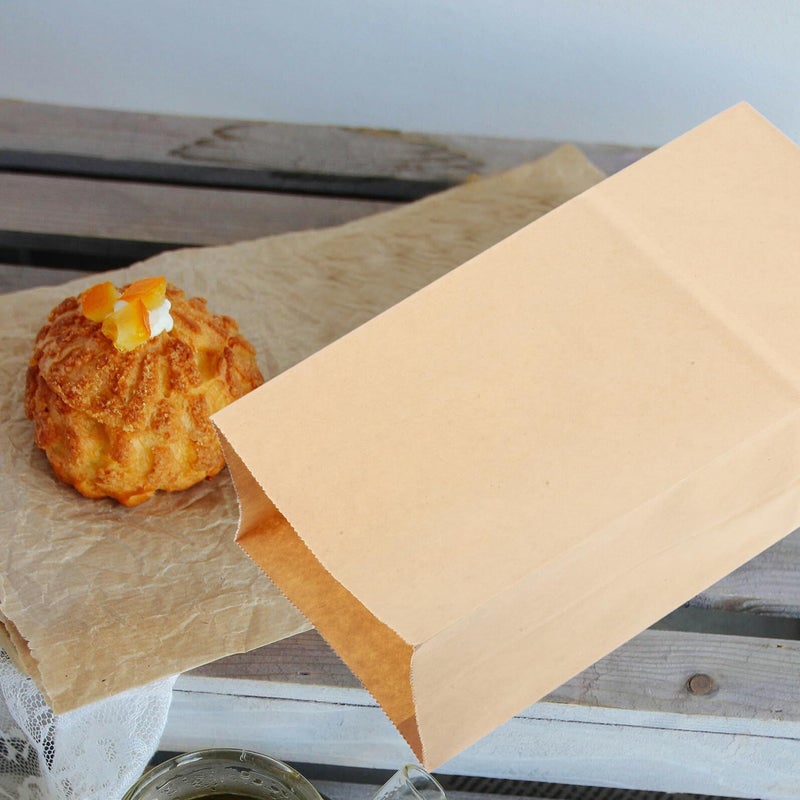 100 Pcs Kraft Paper Lunch Bags Grease Resistant Flat Bottom 15x10x30cm - Image 5