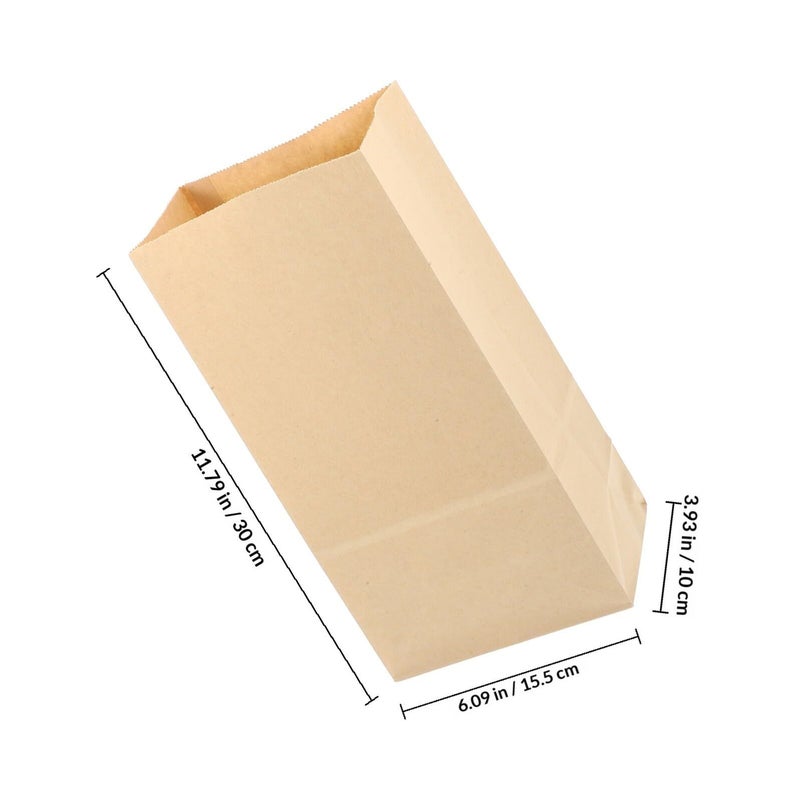 100 Pcs Kraft Paper Lunch Bags Grease Resistant Flat Bottom 15x10x30cm - Image 3
