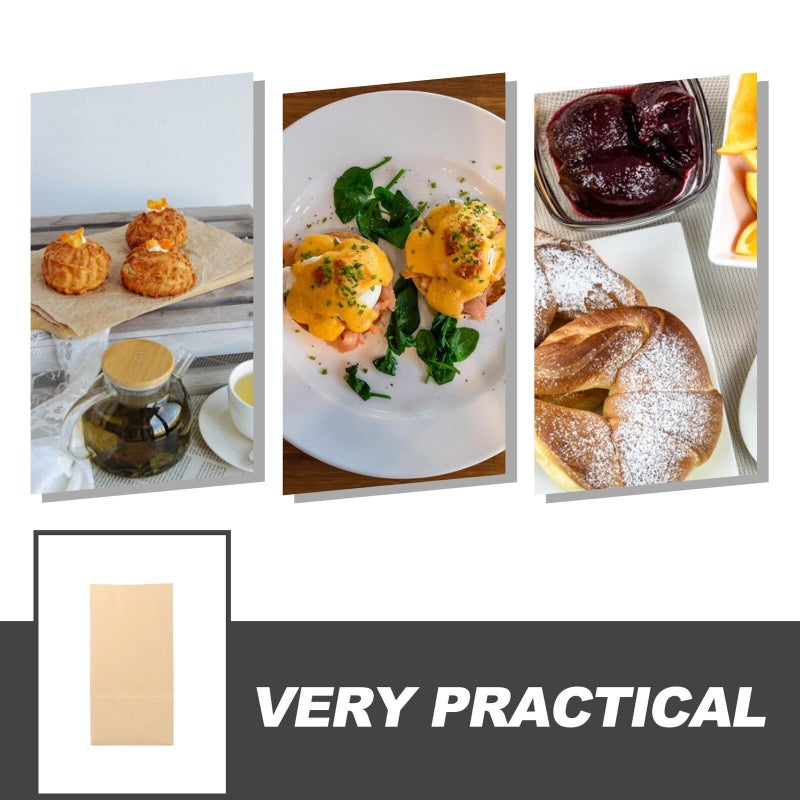 100 Pcs Kraft Paper Lunch Bags Grease Resistant Flat Bottom 15x10x30cm - Image 4