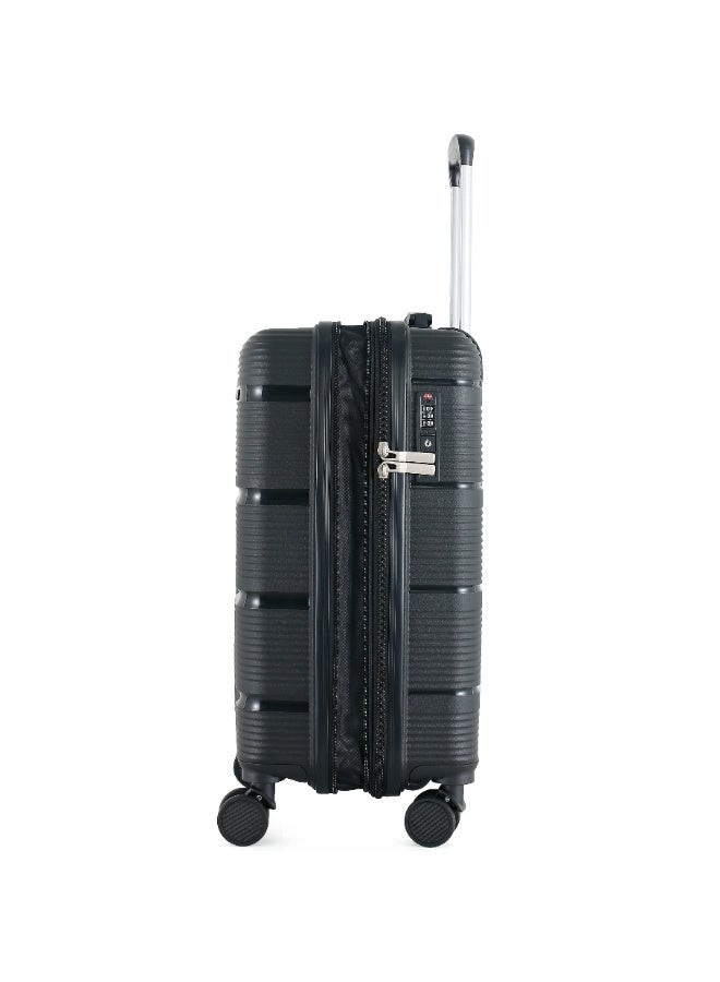 اتش تي حقيبة سفر H.T Carry-On - حقائب سفر متينة ذات غلاف صلب مزودة بعجلات دوارة ومقبض تلسكوبي وسحابات مضادة للسرقة (38 لتر، حقيبة سفر خفيفة الوزن) (أسود، حقيبة سفر محمولة/حقيبة مقصورة 20 بوصة) - Image 5