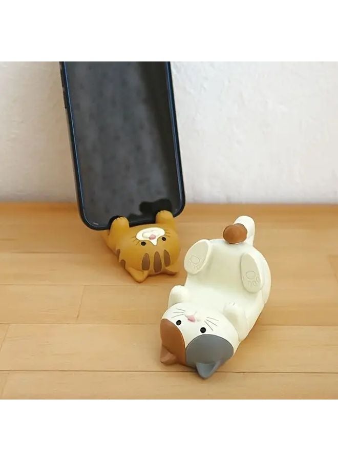 Brown Cat Tiger Mobile Phone Holder Cute Desk Ornament For Home Office Use - Image 2