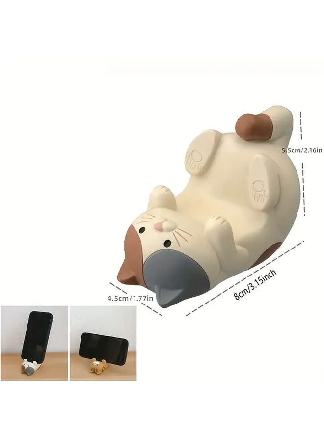 Brown Cat Tiger Mobile Phone Holder Cute Desk Ornament For Home Office Use - Image 3