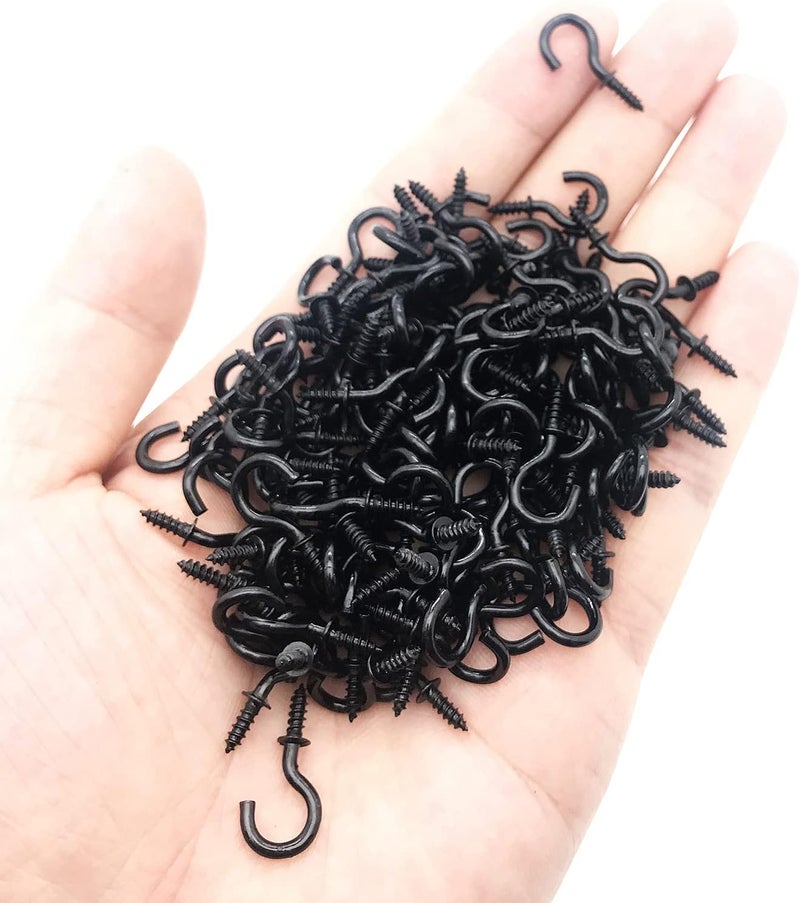 MYYZMY 120 Pcs 1/2 Inch Screw-in Hooks Nickel Plated Metal Cup Hooks, Ceiling Hooks Black - Image 3