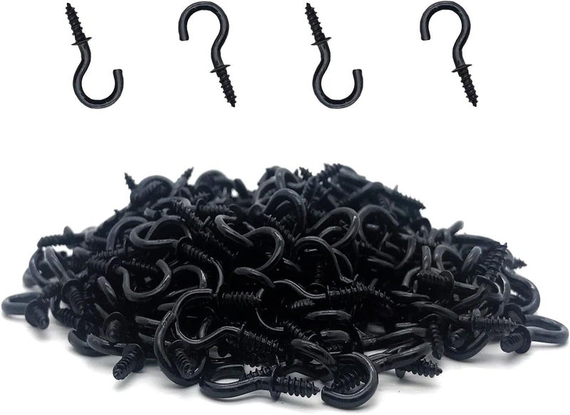 MYYZMY 120 Pcs 1/2 Inch Screw-in Hooks Nickel Plated Metal Cup Hooks, Ceiling Hooks Black - Image 1