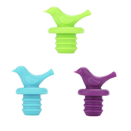 KARP Little Bird Stopper Colorful Reusable Silicone Wine Bottle Stopper, Decorate Wine Outlet Cap, Cute Wine Toppers for Preserver (Assorted Color- 3 Nos) - Image 1