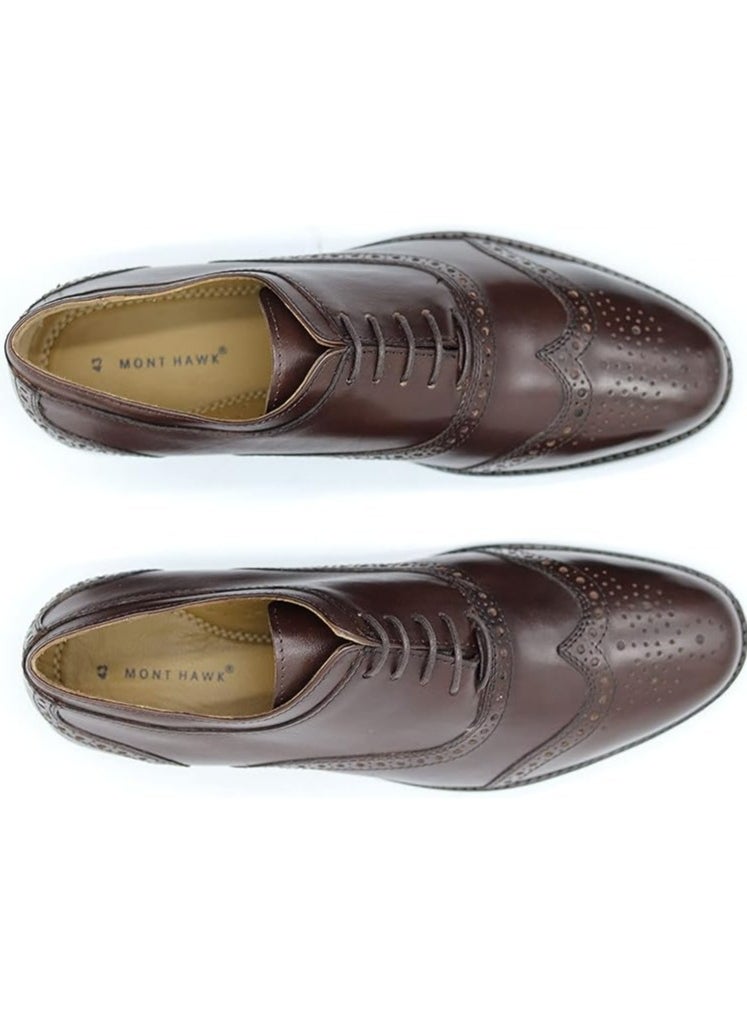 Mont Hawk - Men's Classic Wingtips Genuine Leather Shoes - Image 1