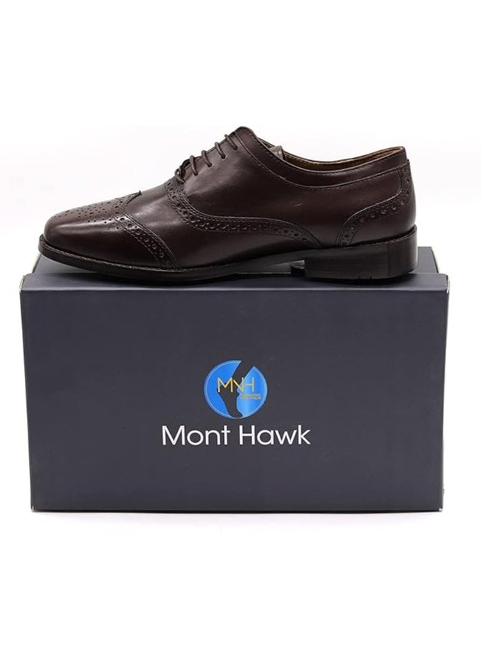 Mont Hawk - Men's Classic Wingtips Genuine Leather Shoes - Image 1