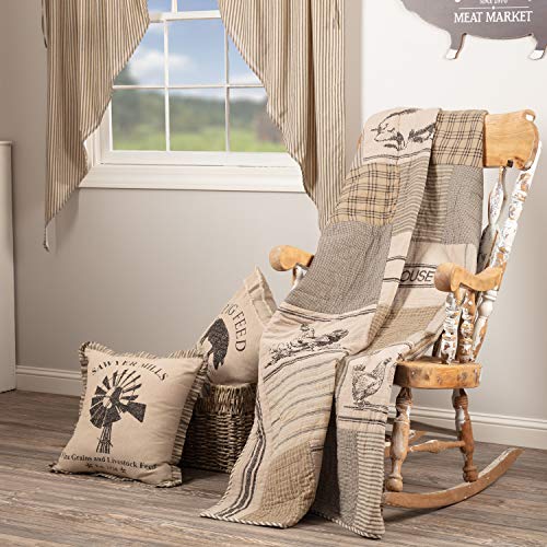 VHC Brands Sawyer Mill Farm Animal Quilted Throw, Charcoal Gray, 60x50 - Image 2