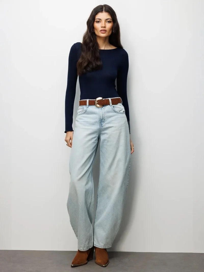 MixRay MIXRAY Slim Fit Boat Neck Blouse