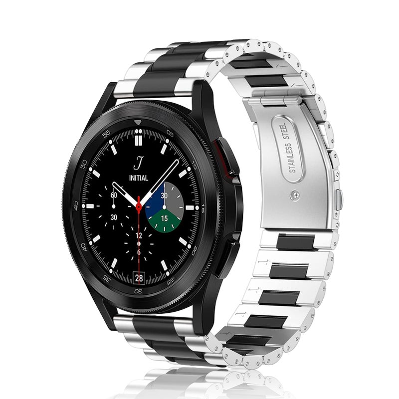 Delfino Stainless Steel 20mm Watch Band Compatible with Samsung Galaxy Watch 4/3/Active/Active2/Classic (40/44/42/46mm) – Replacement Strap - Image 1