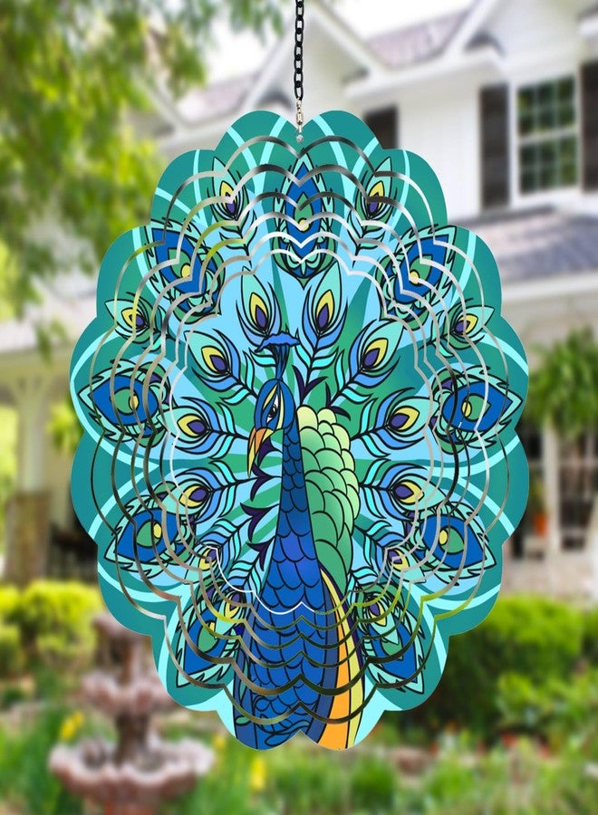 DKJOCKY Peacock Metal Wind Spinners - Gifts for Women, Mom, Grandma, Wife, Hanging Wind Spinner for Outdoor and Indoor Decorations, 12" Wind Spinner for Embellishment Gifts - Image 1