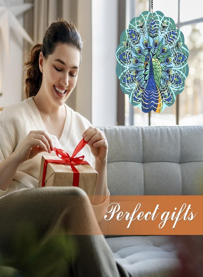 DKJOCKY Peacock Metal Wind Spinners - Gifts for Women, Mom, Grandma, Wife, Hanging Wind Spinner for Outdoor and Indoor Decorations, 12" Wind Spinner for Embellishment Gifts - Image 2
