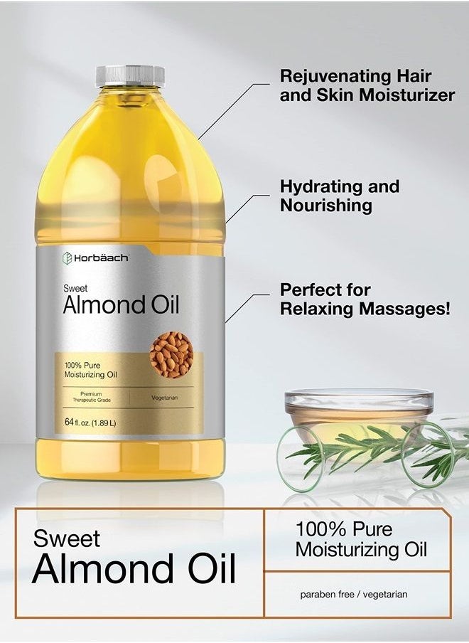 Horbäach Sweet Almond Oil 64 floz | for Hair and Skin | Pure and Moisturizing Formula | Bulk Size Carrier Oil | Vegan, Non-GMO, Cruelty Free | By Horbaach  - Image 3