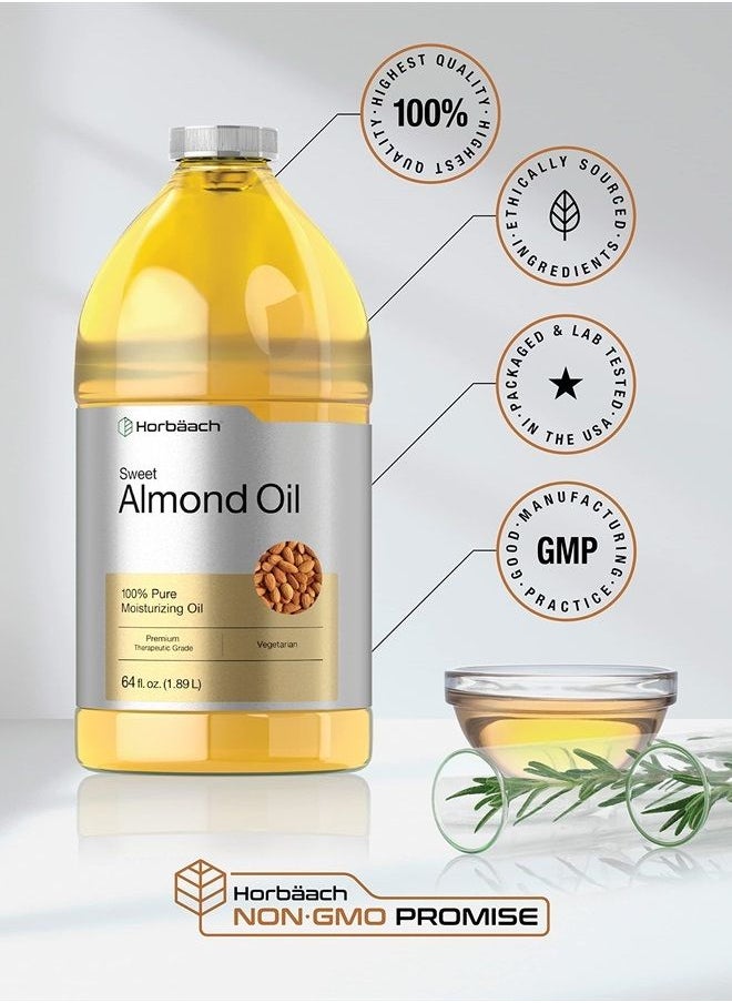 Horbäach Sweet Almond Oil 64 floz | for Hair and Skin | Pure and Moisturizing Formula | Bulk Size Carrier Oil | Vegan, Non-GMO, Cruelty Free | By Horbaach  - Image 5