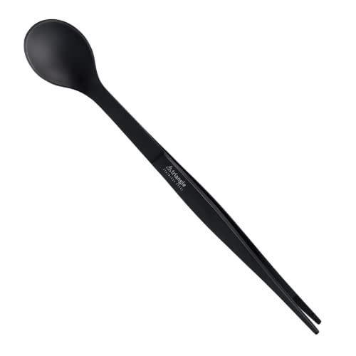 triangle FinalTouch Tasting Spoon, Black - 14 cm - Stainless Steel Spoon & Tweezers - Dishwasher Safe - Made in Germany - Image 1