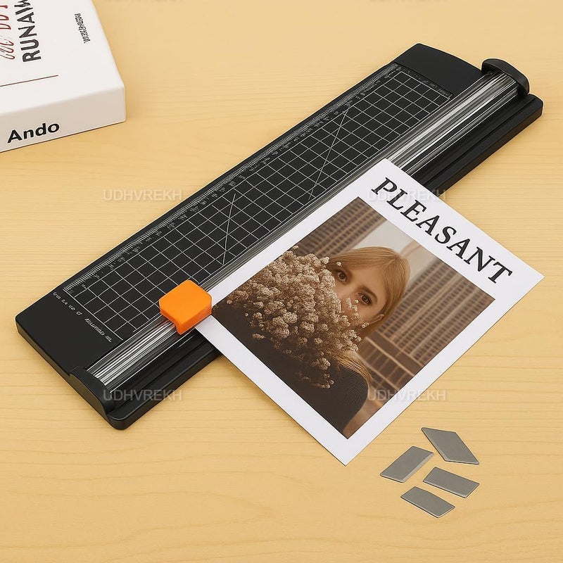 Judee Paper Cutter Board – Portable A4 Paper Trimmer for Photos, Cards, Coupons, Scrapbook, Cardstock, Origami, Labels, Laminated Papers, and Craft Projects, Durable Black Cutting Board - Image 1