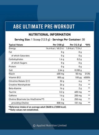 ABE Pre Workout - Blue Raspberry - (30 serving) - view 2