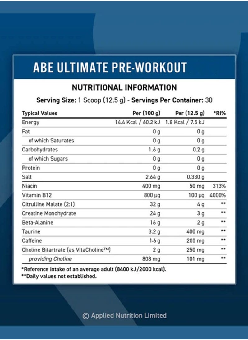 Applied Nutrition ABE Pre Workout - Blue Raspberry - (30 serving)  - Image 2