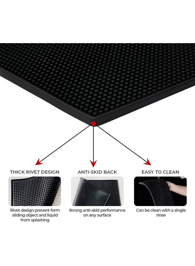 STORE 2508 Store2508 Pack of 1 PVC Rubber Non Slip Bar Service Spill Mat for Counter Top Black 18"x12" - Image 3