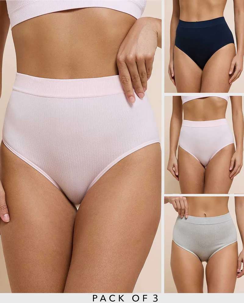 أر أند بي 3 Pack Ribbed Seamfree Full Briefs