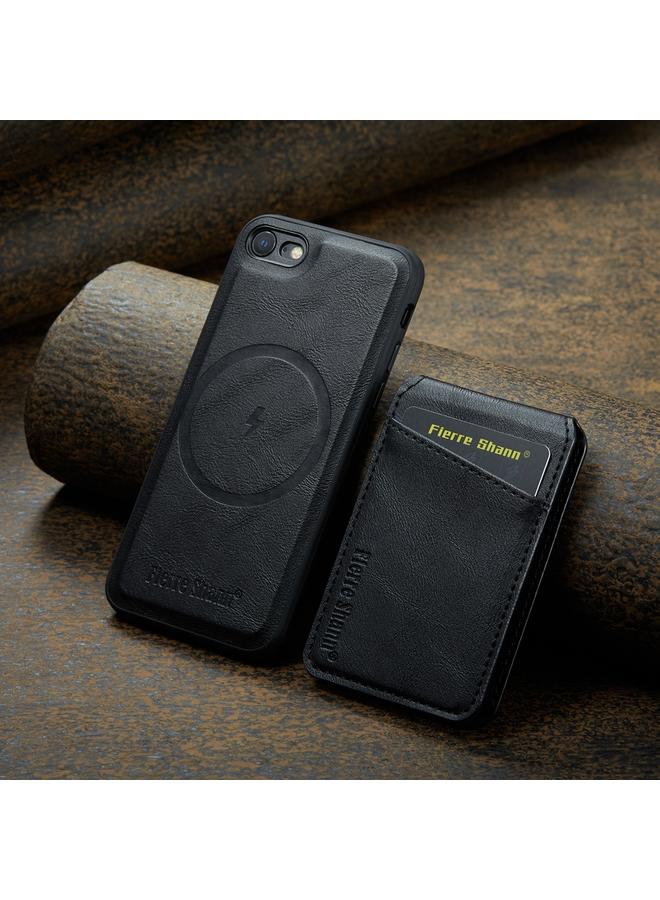 FIERRE SHANN Case For iPhone SE 2022 / SE 2020 / 8 / 7 Fierre Shann Cowhide Vertical Flip Magnetic Card Holder Phone Case  - Image 2