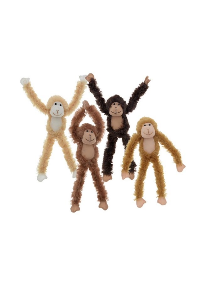 Fuzzy Friends - 1 Each Burnt Orange, Blonde, Cream And Dark Brown Fuzzy Friends Plush Monkey With Velcro Hands Furry Stuffed Animal, Set Of 4 - Image 1