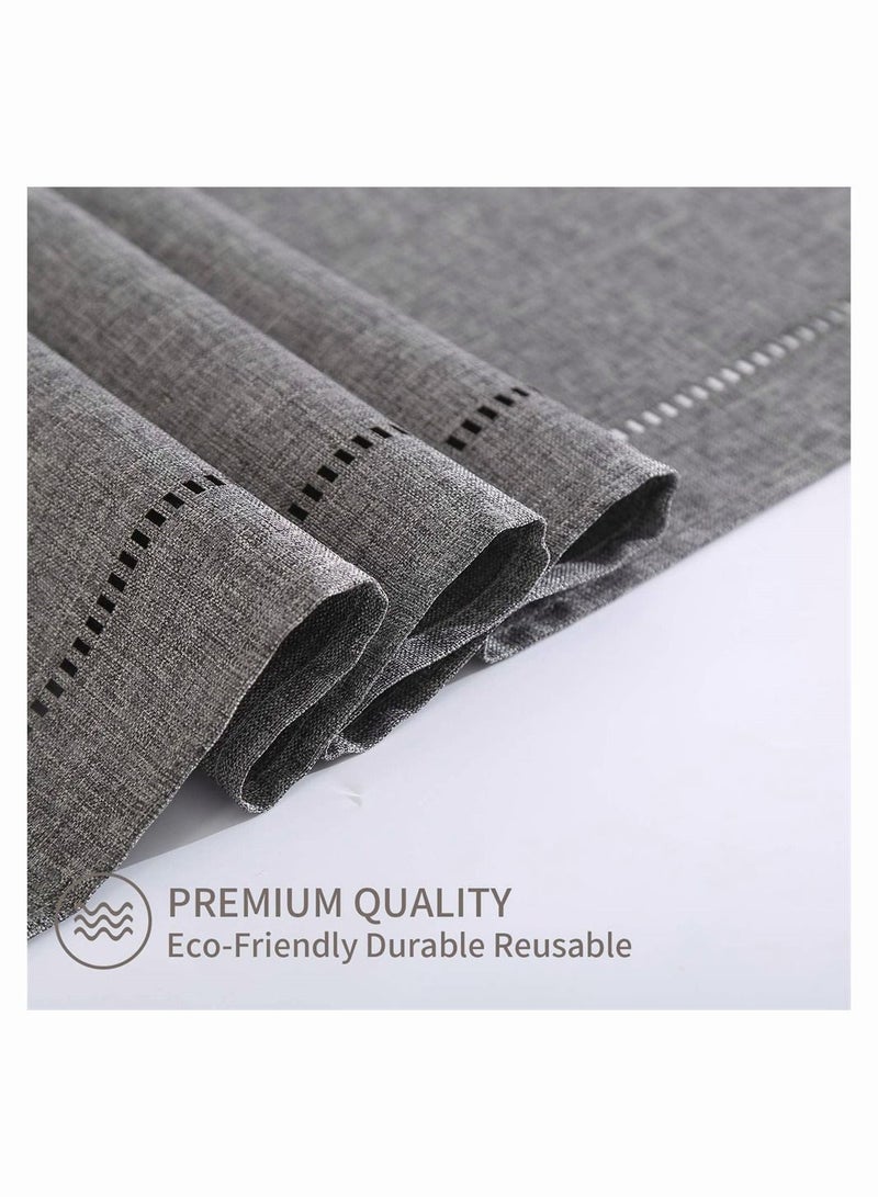 SYOSI Table Runner, SYOSI Hollow Imitation Maiping Corner Table Runner, Pure Color Decorative Linen Farmhouse Style for Everyday Dining Wedding Party Holiday Home Decor 32X180CM Grey Straight - Image 4