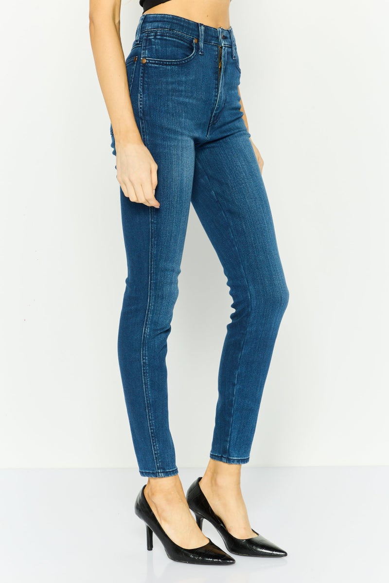 Wrangler Women Skinny Fit Straight Leg Solid Stretchable Jeans, Blue - Image 2