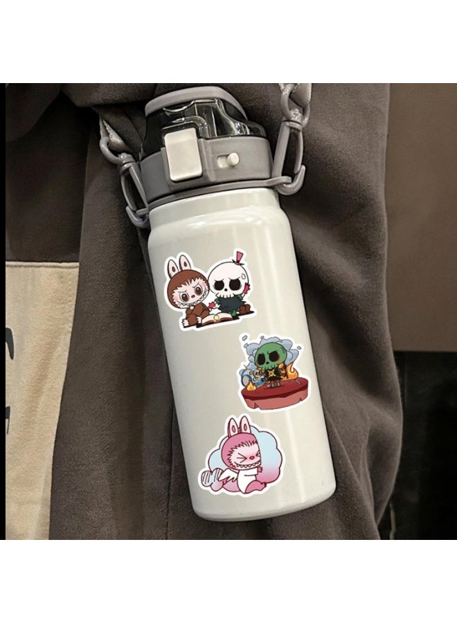 LABUBU 50pcs Cartoon Stickers for Teen Water Bottle, Cool Terror Monster Waterproof Vinyl Decal for Kids Adult Girl Laptop Skateboard Phone Guitar Travel Case Bike - Image 2