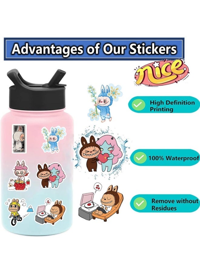 LABUBU 50pcs Cartoon Stickers for Teen Water Bottle, Cool Terror Monster Waterproof Vinyl Decal for Kids Adult Girl Laptop Skateboard Phone Guitar Travel Case Bike - Image 5