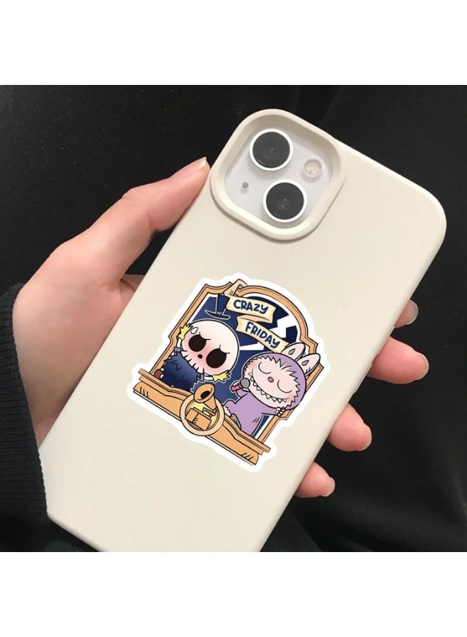 LABUBU 50pcs Cartoon Stickers for Teen Water Bottle, Cool Terror Monster Waterproof Vinyl Decal for Kids Adult Girl Laptop Skateboard Phone Guitar Travel Case Bike - Image 4