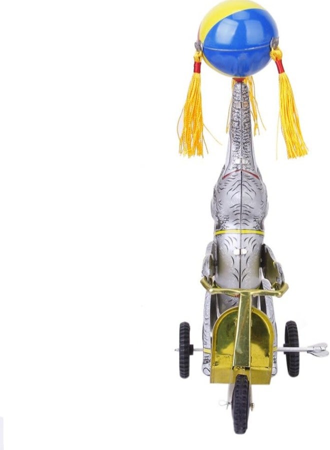 Wind Up Clockwork Circus Elephant on Tricycle Revolving Ball, Retro Tin Toys - Image 5