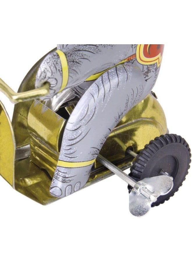 Wind Up Clockwork Circus Elephant on Tricycle Revolving Ball, Retro Tin Toys - Image 3