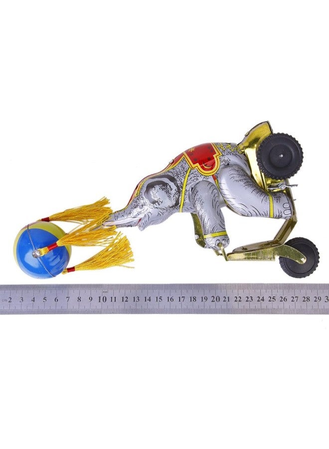Wind Up Clockwork Circus Elephant on Tricycle Revolving Ball, Retro Tin Toys - Image 4