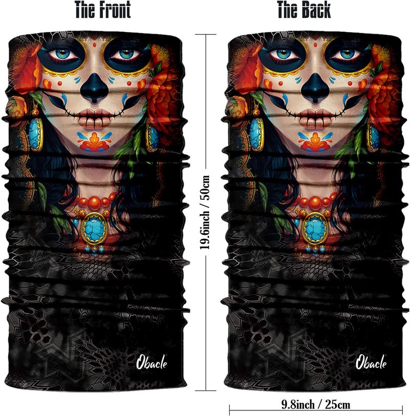 Obacle Skull Face Mask for Women Dust Wind Sun Protection Rave Festival Riding - Image 3