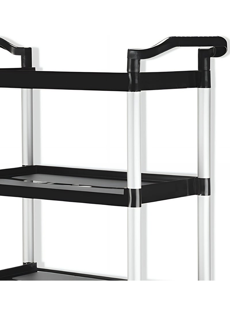 TrustMate Black 3-Tier Stainless Steel Utility Serving Cart –Locking Wheels, Heavy-Duty 300 lb Capacity, Large 377"×24.4"×15.7" - Image 5