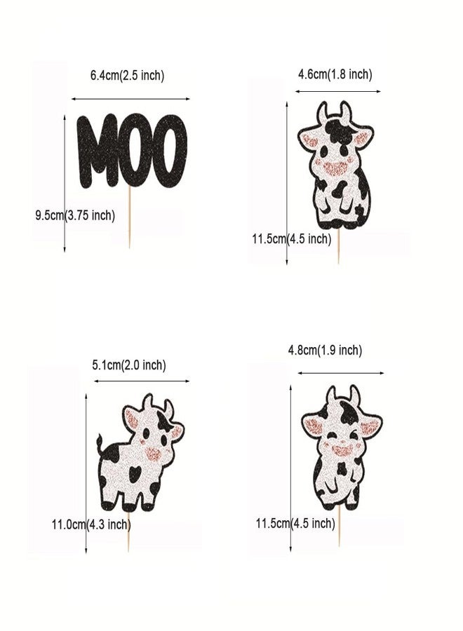 Morndew 24 PCS Moo Cows Cupcake Toppers for Farm Theme Party Kids Girls Birthday party Baby Shower Wedding Party Decorations - Image 2