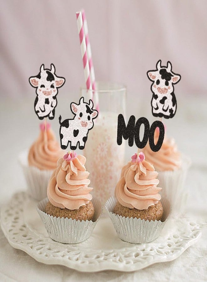 Morndew 24 PCS Moo Cows Cupcake Toppers for Farm Theme Party Kids Girls Birthday party Baby Shower Wedding Party Decorations - Image 4