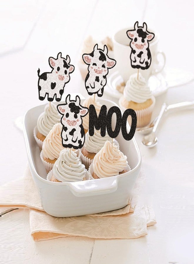 Morndew 24 PCS Moo Cows Cupcake Toppers for Farm Theme Party Kids Girls Birthday party Baby Shower Wedding Party Decorations - Image 5